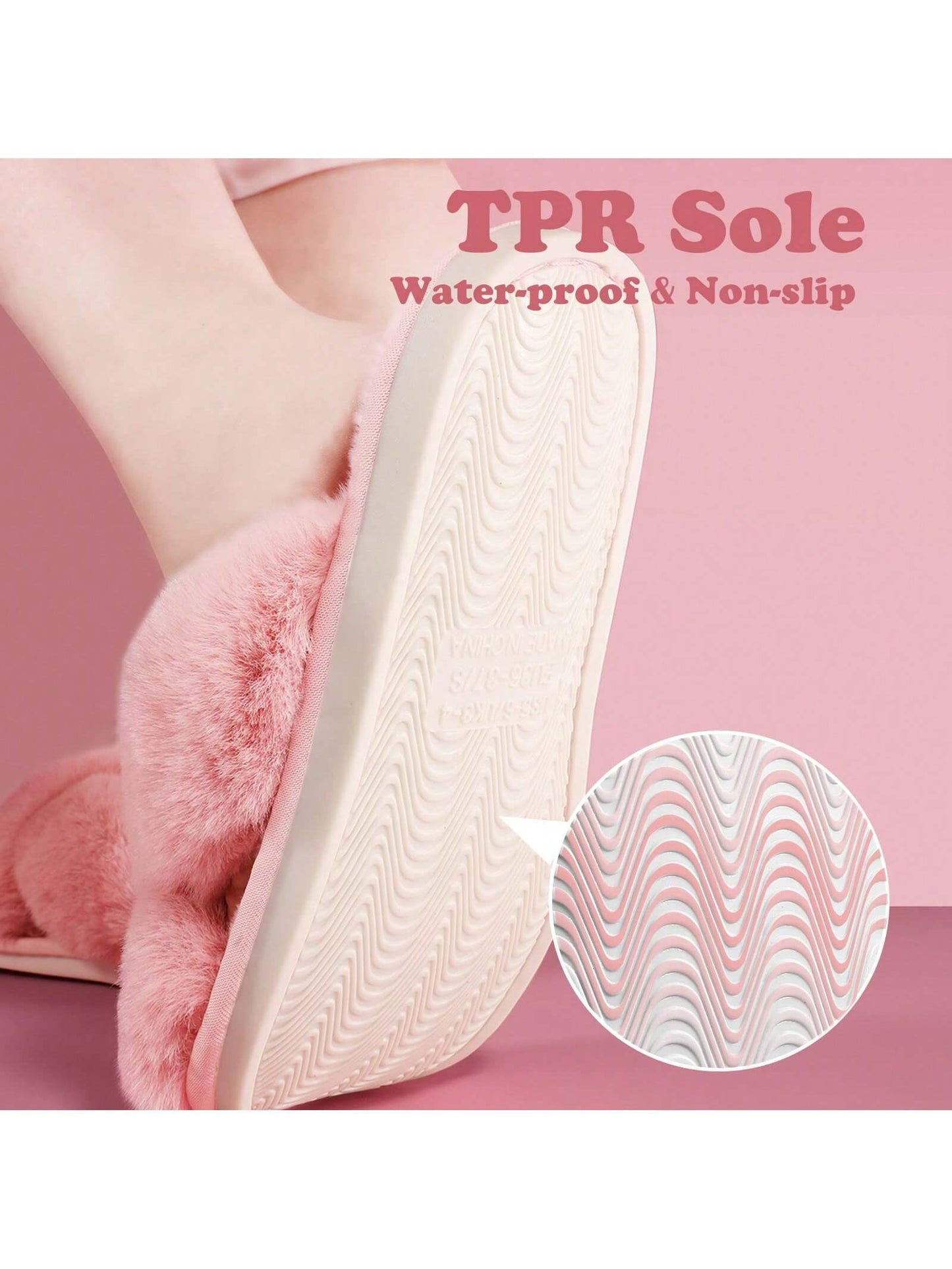 2Pair Womens Fuzzy Fluffy Slippers - Cozy, Soft, Comfy, Relax Fluffy Slippers, Cross Band, Open Toe, Non-Slip Womens Slippers, Indoor and Outdoor Fluffy Slippers, Fuzzy Slippers