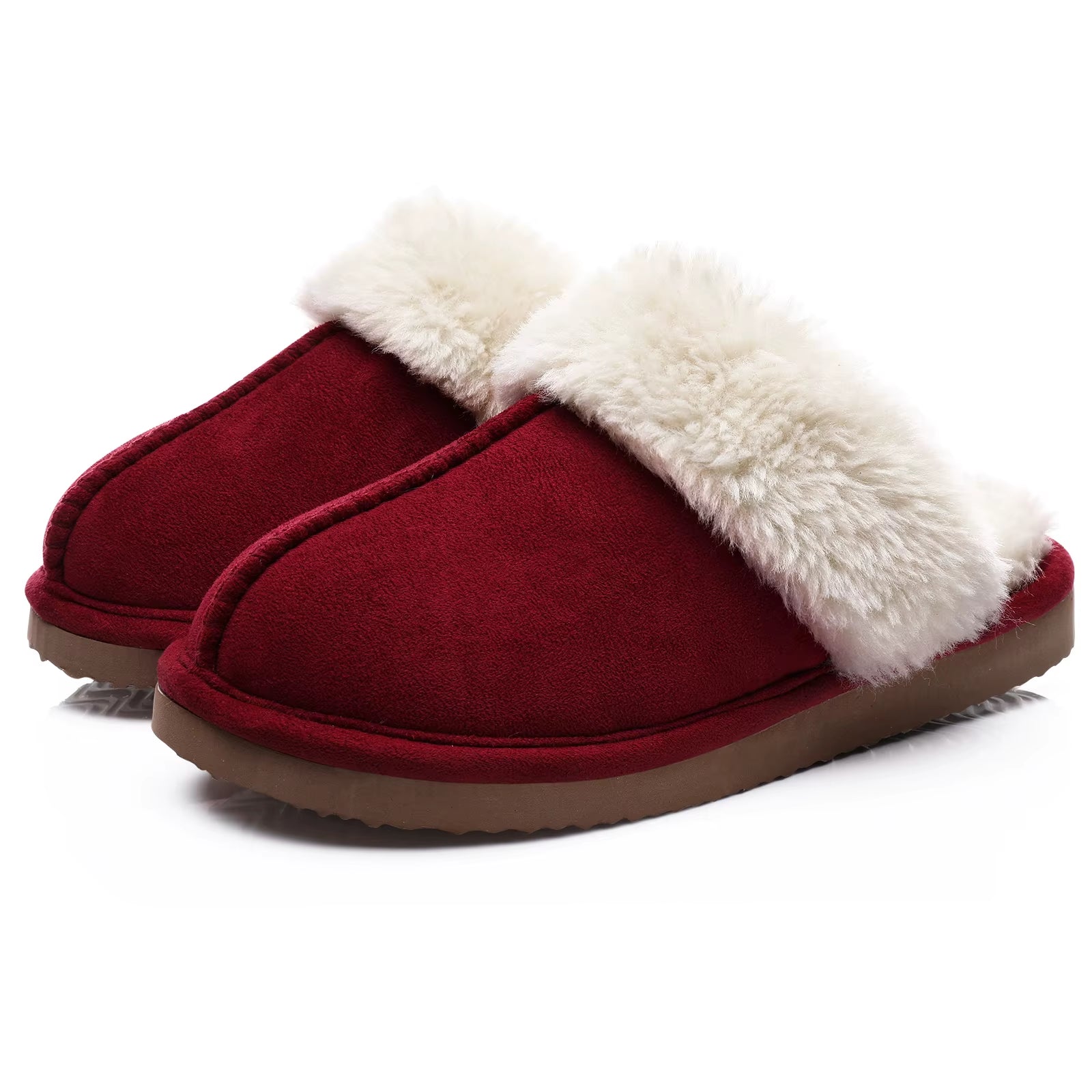 Winter Fur Slippers for Women Fluffy Fuzzy House Slippers Memory Foam Plush Slippers Indoor Non-Slip Cotton Slippers