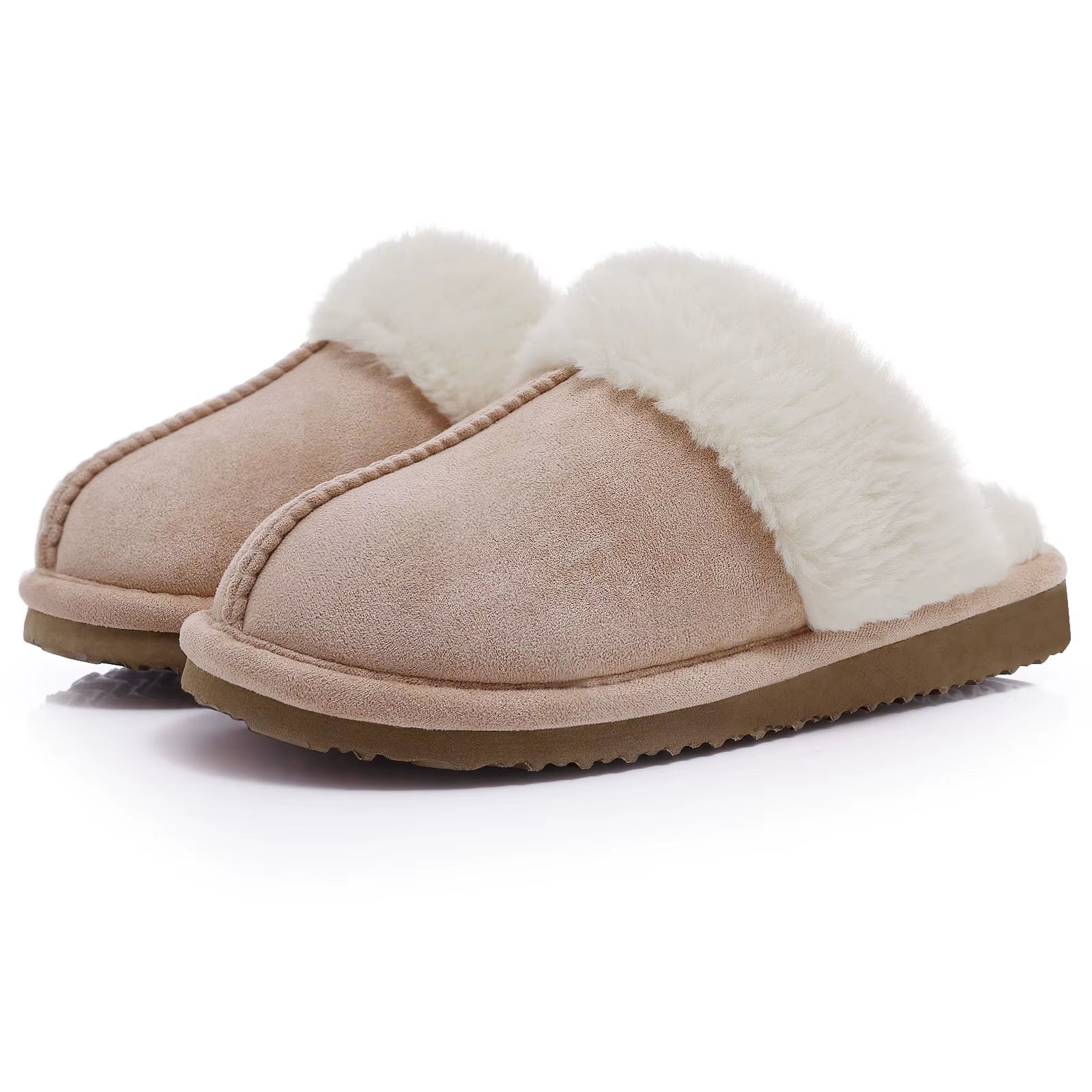 Winter Fur Slippers for Women Fluffy Fuzzy House Slippers Memory Foam Plush Slippers Indoor Non-Slip Cotton Slippers