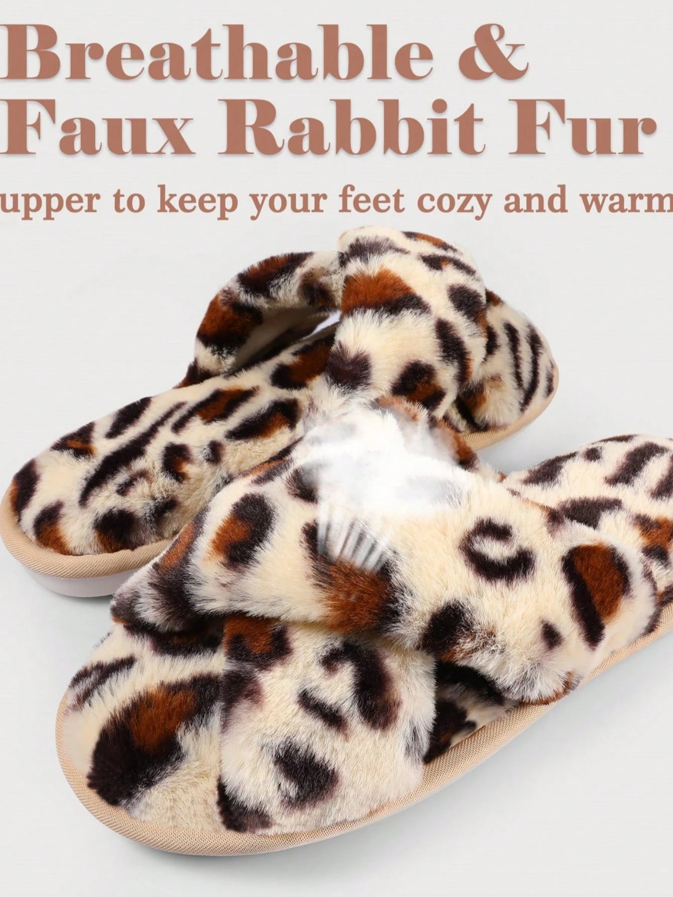 2Pair Womens Fuzzy Fluffy Slippers - Cozy, Soft, Comfy, Relax Fluffy Slippers, Cross Band, Open Toe, Non-Slip Womens Slippers, Indoor and Outdoor Fluffy Slippers, Fuzzy Slippers