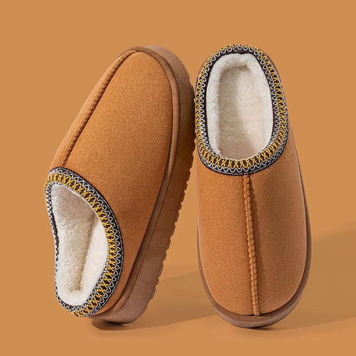 Women'S Plush Slippers Winter Warm House Shoes Fashion Thick EVA Sole for Indoor Outdoor Use Cozy Non-Slip Couple Home Footwear