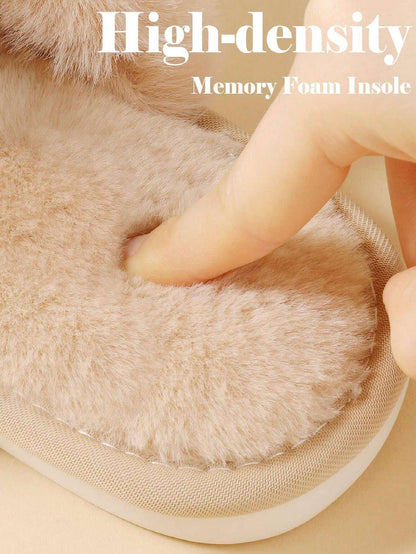 2Pair Womens Fuzzy Fluffy Slippers - Cozy, Soft, Comfy, Relax Fluffy Slippers, Cross Band, Open Toe, Non-Slip Womens Slippers, Indoor and Outdoor Fluffy Slippers, Fuzzy Slippers