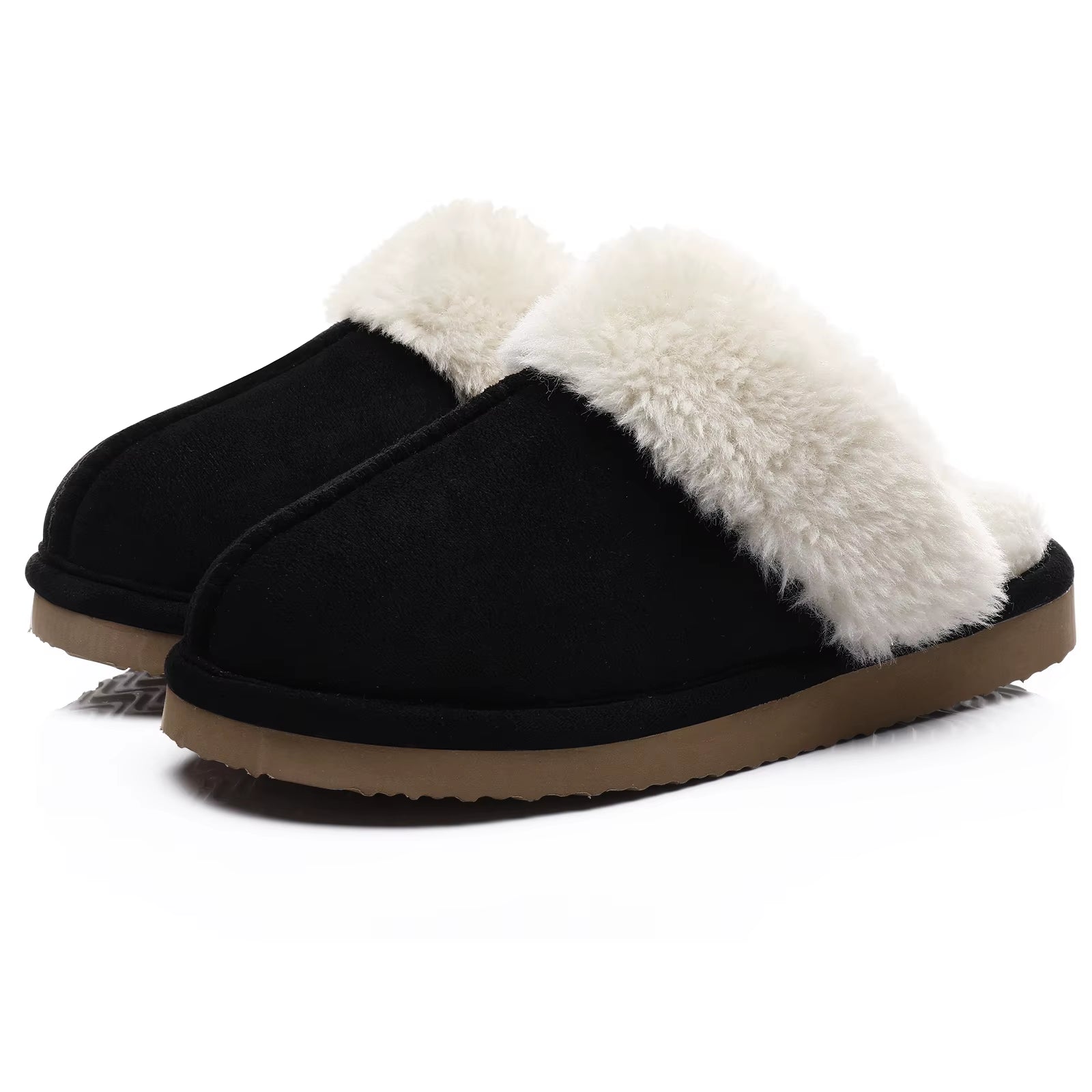 Winter Fur Slippers for Women Fluffy Fuzzy House Slippers Memory Foam Plush Slippers Indoor Non-Slip Cotton Slippers