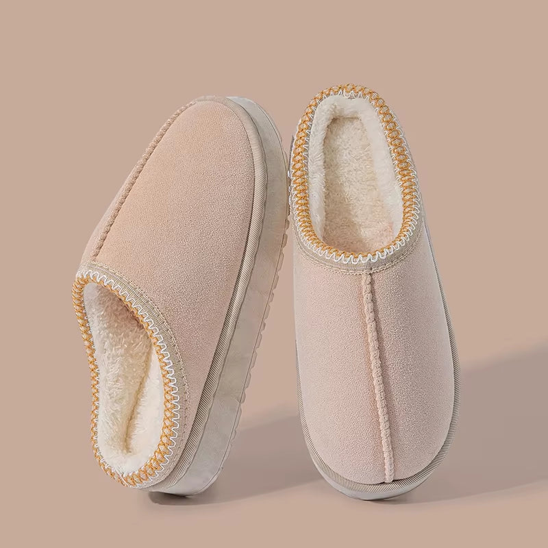 Women'S Plush Slippers Winter Warm House Shoes Fashion Thick EVA Sole for Indoor Outdoor Use Cozy Non-Slip Couple Home Footwear
