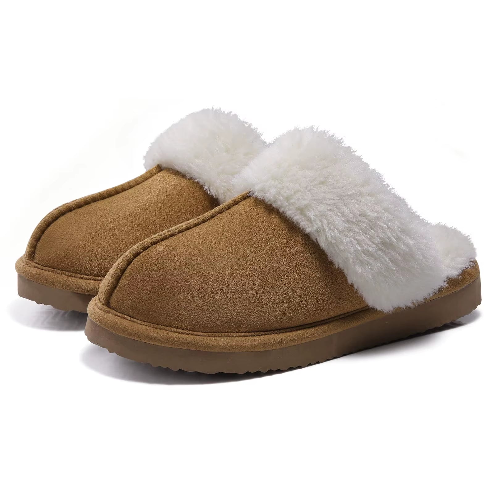Winter Fur Slippers for Women Fluffy Fuzzy House Slippers Memory Foam Plush Slippers Indoor Non-Slip Cotton Slippers